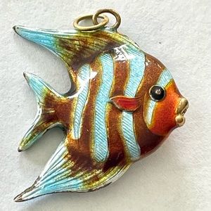 Vintage Enamel Fish Charm - Pendant